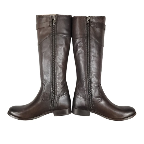 Frye Molly Button Tall Knee High Boots Brown Grey Leather Riding - Picture 5 of 11